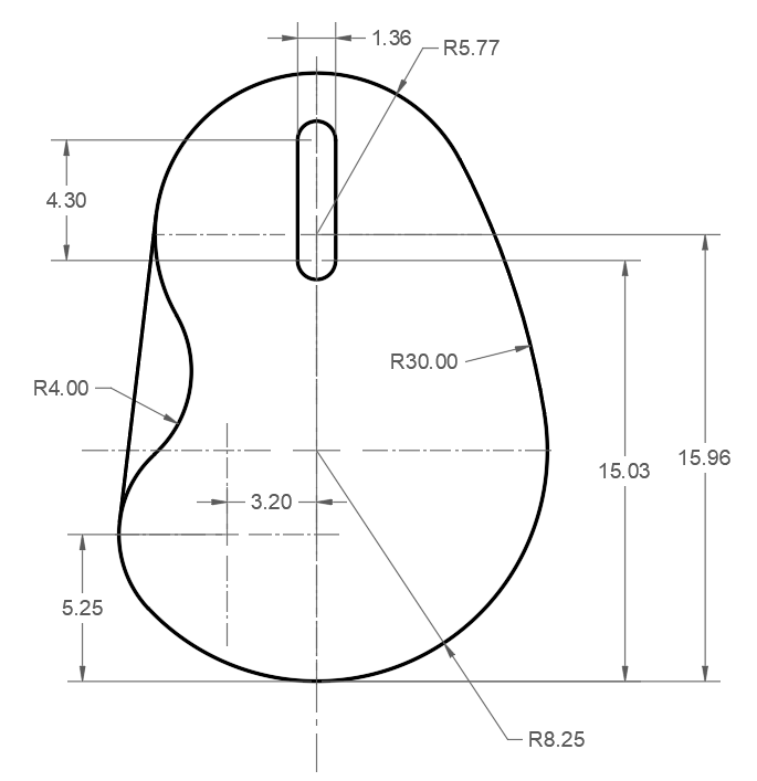 Dimensioned reference drawing for an AutoCAD task completed by Sol